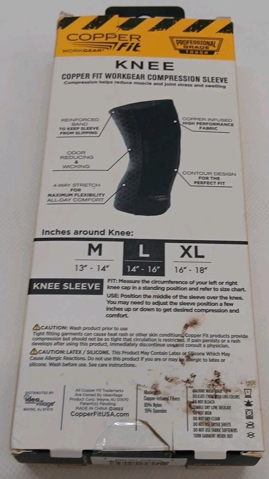 Copper Fit WorkGear Knee Compression Sleeve Unisex Large 14″-16″ PRO GRADE TOUGH