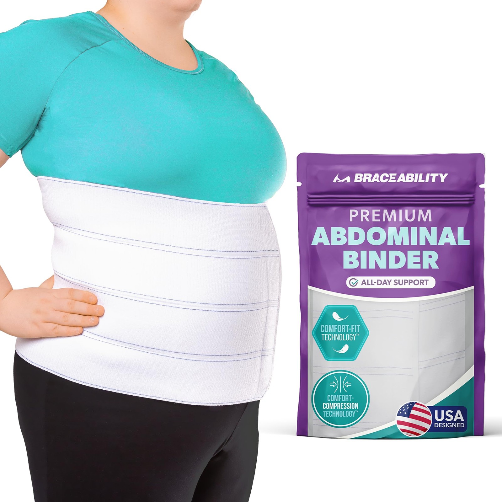 Medical Abdominal Stomach Binder – XXL Belly Band Compression for Diastasis R…
