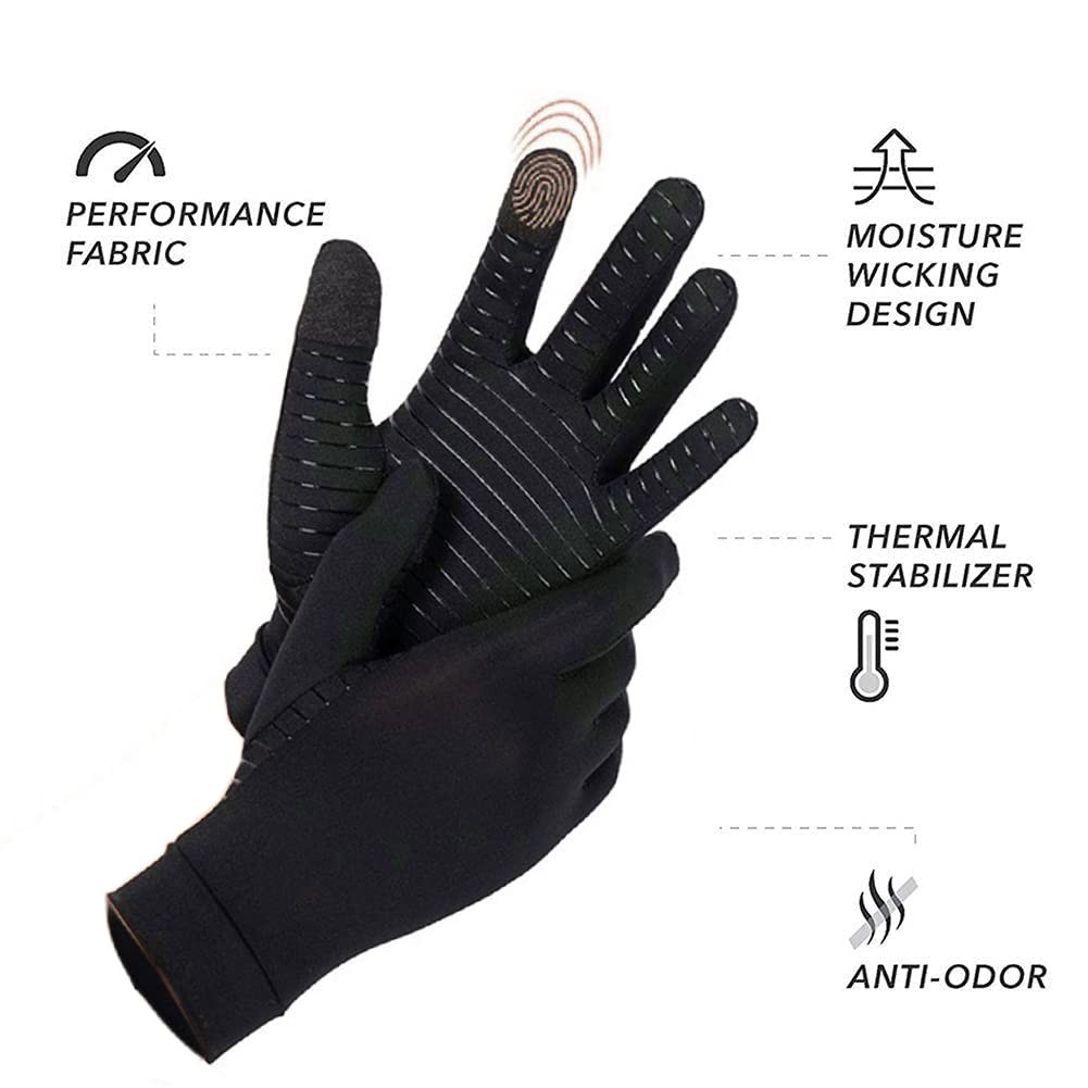 Copper Compression Gloves Full Finger Moisture Wicking Arthritis Gloves