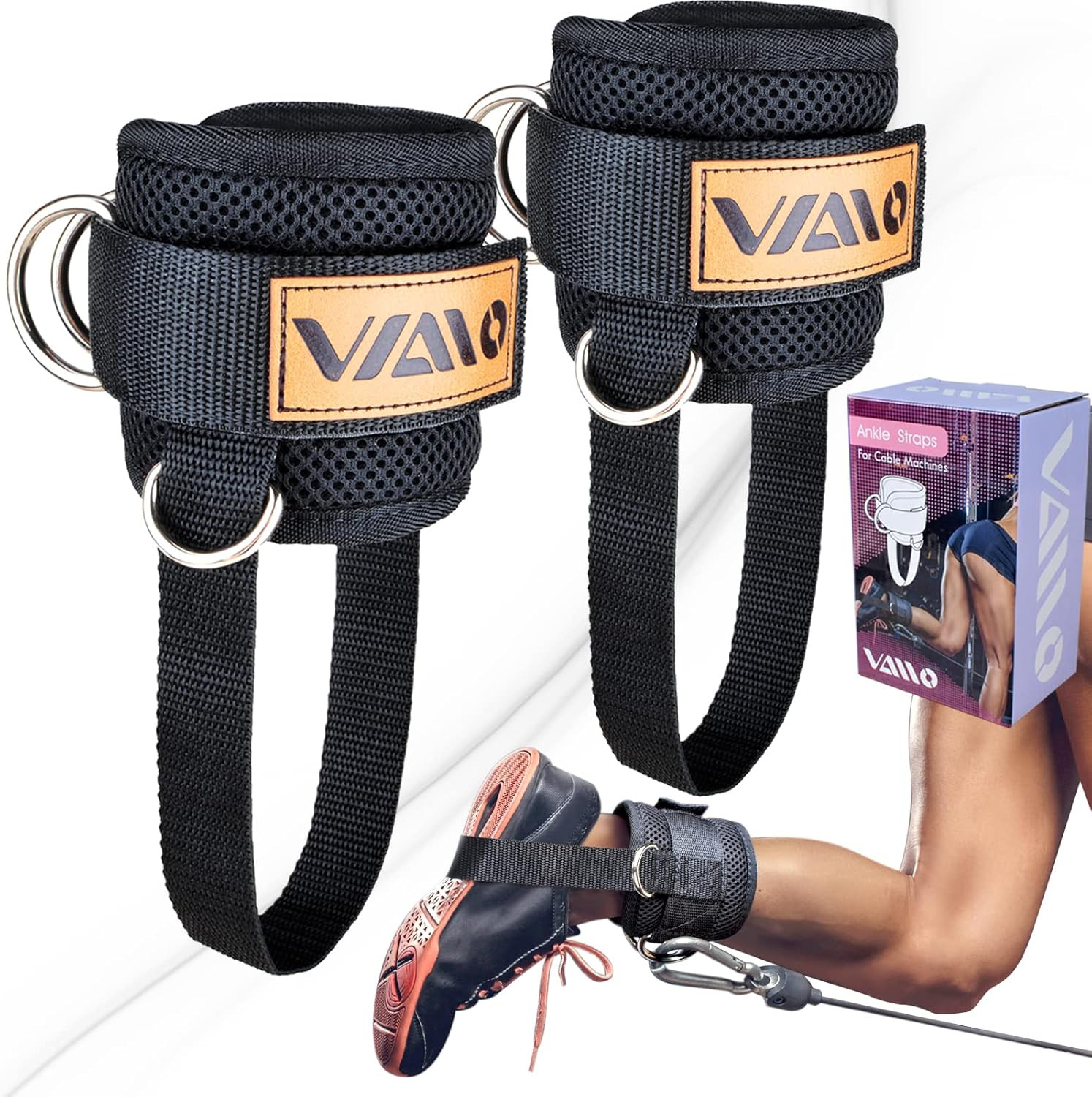 Ankle Straps for Cable Machines,Adjustable Comfort fit Neoprene, Reinforce Doubl