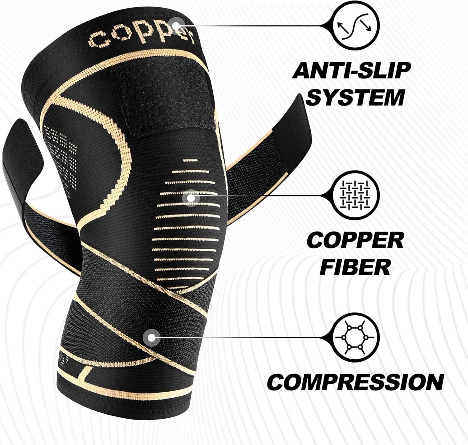 Copper Knee Brace for Women and Men2 pack-Knee Compression Sleeve with S…