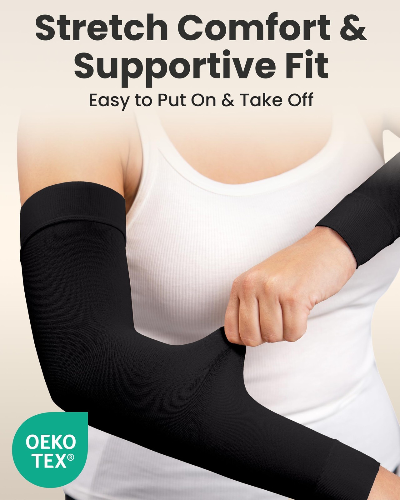 Compression Lymphedema Arm Sleeves for Women – 15-20 mmHg, 1 Pair, Black, XL …