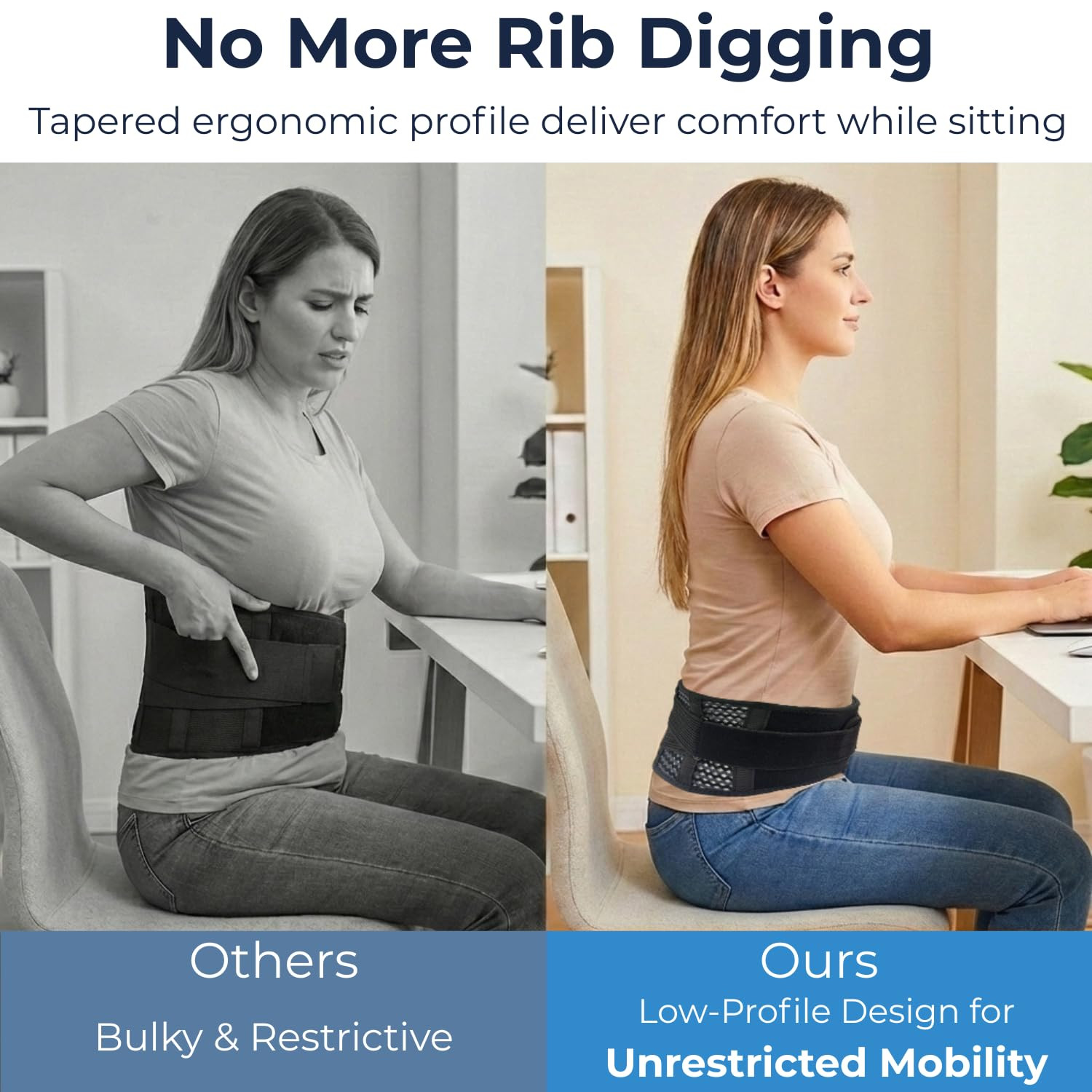 Breathable Back Brace for Lower Back Pain Relief – Lightweight 3D Air-Mesh Lumba