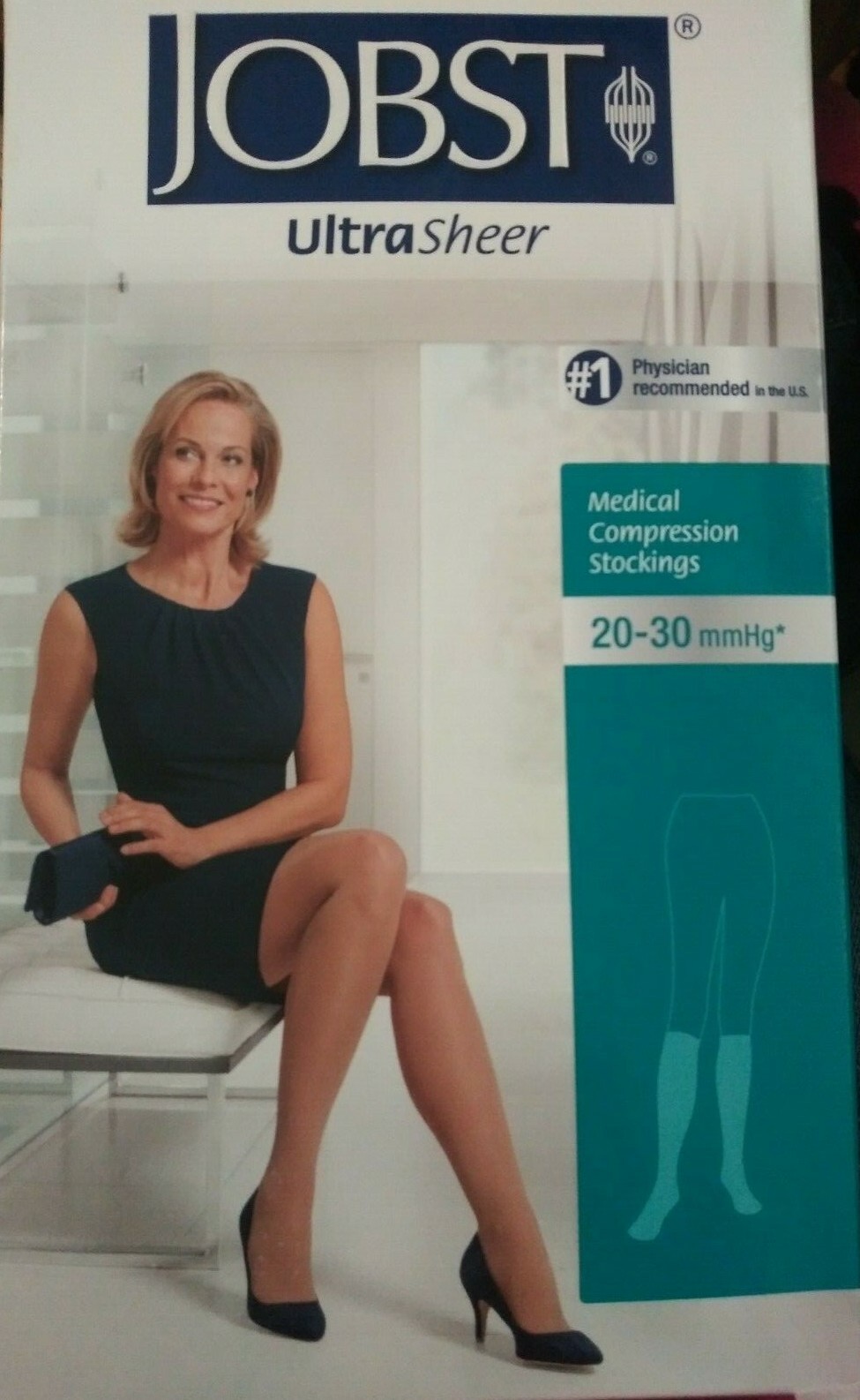 Jobst Ultrasheer Pattern 20-30 mmHg Compression Stockings Knee High Closed Toe