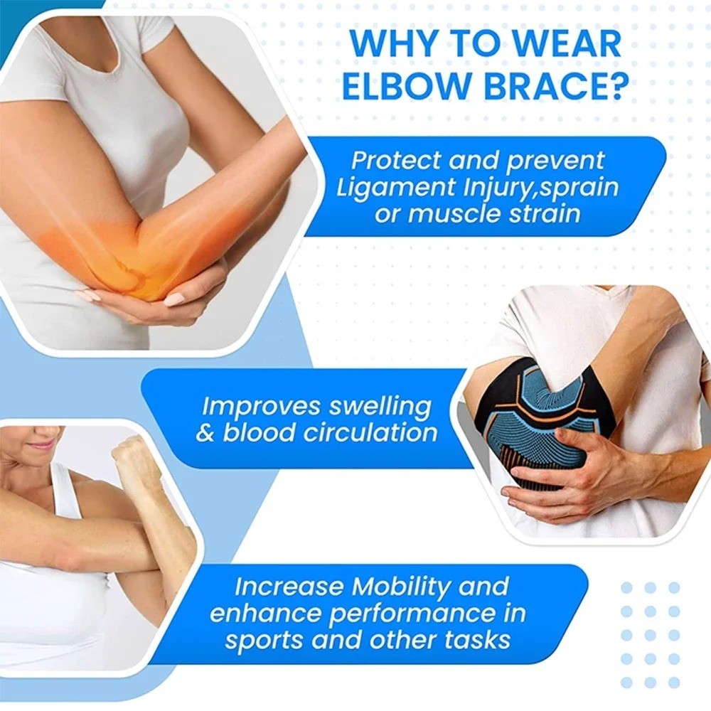 Elbow Brace Compression Support Sleeve for Tendonitis, Tennis Elbow, Golf Elbow