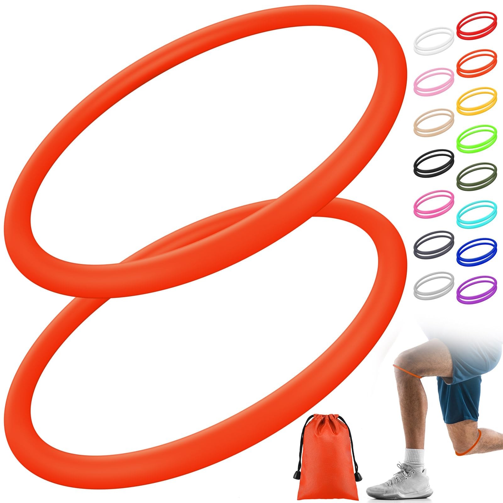Patella Knee Band Silicone Support Strap 2pcs M Orange Running Basketball Pain