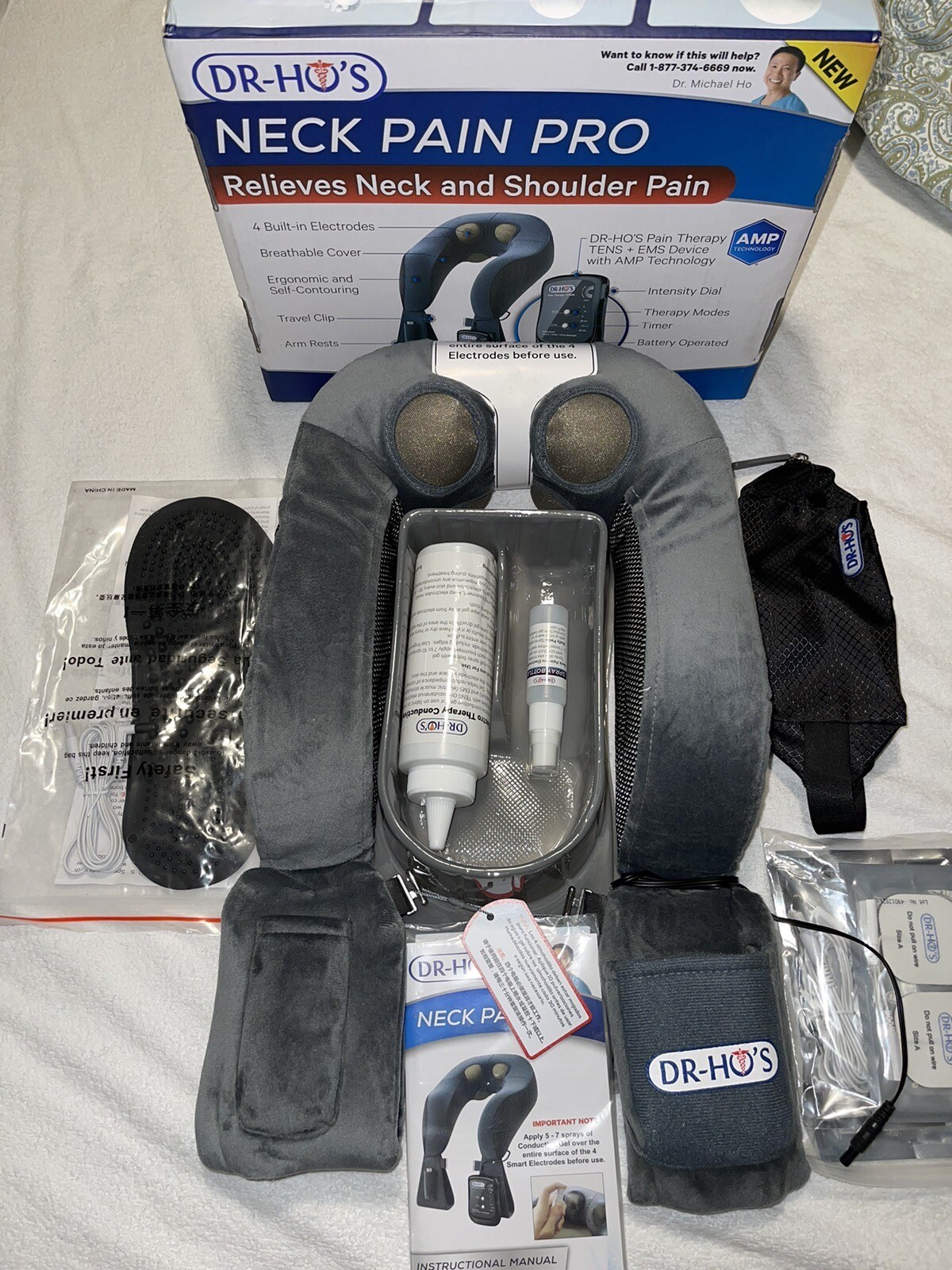 NEW DR-HO’S NTP Neck Pain Pro Therapy TENS NO EMS Machine +4 Electrode Body Pads