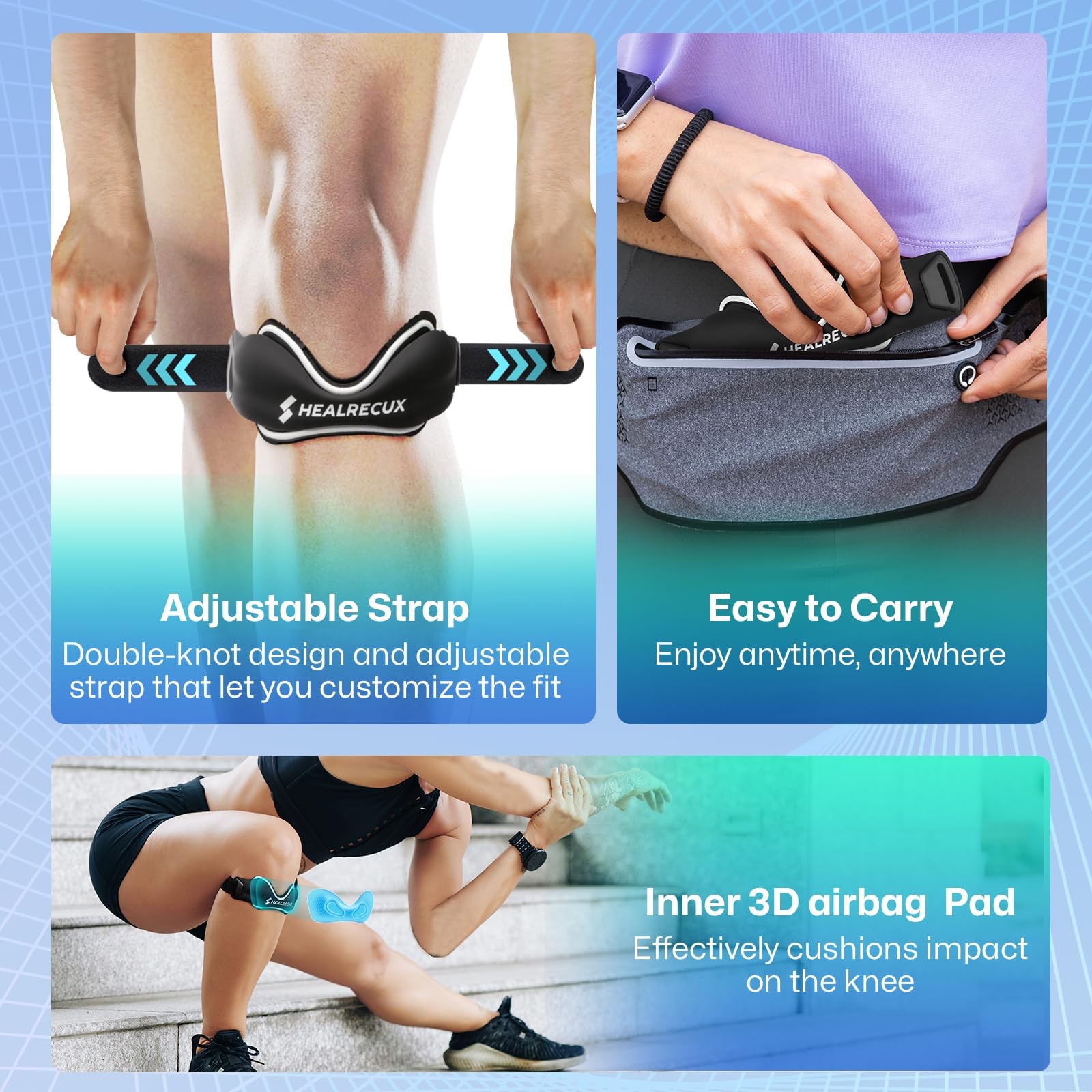 Patellar Tendon Support Strap, Silicone Patella Knee Strap, Non-Slip Patella …