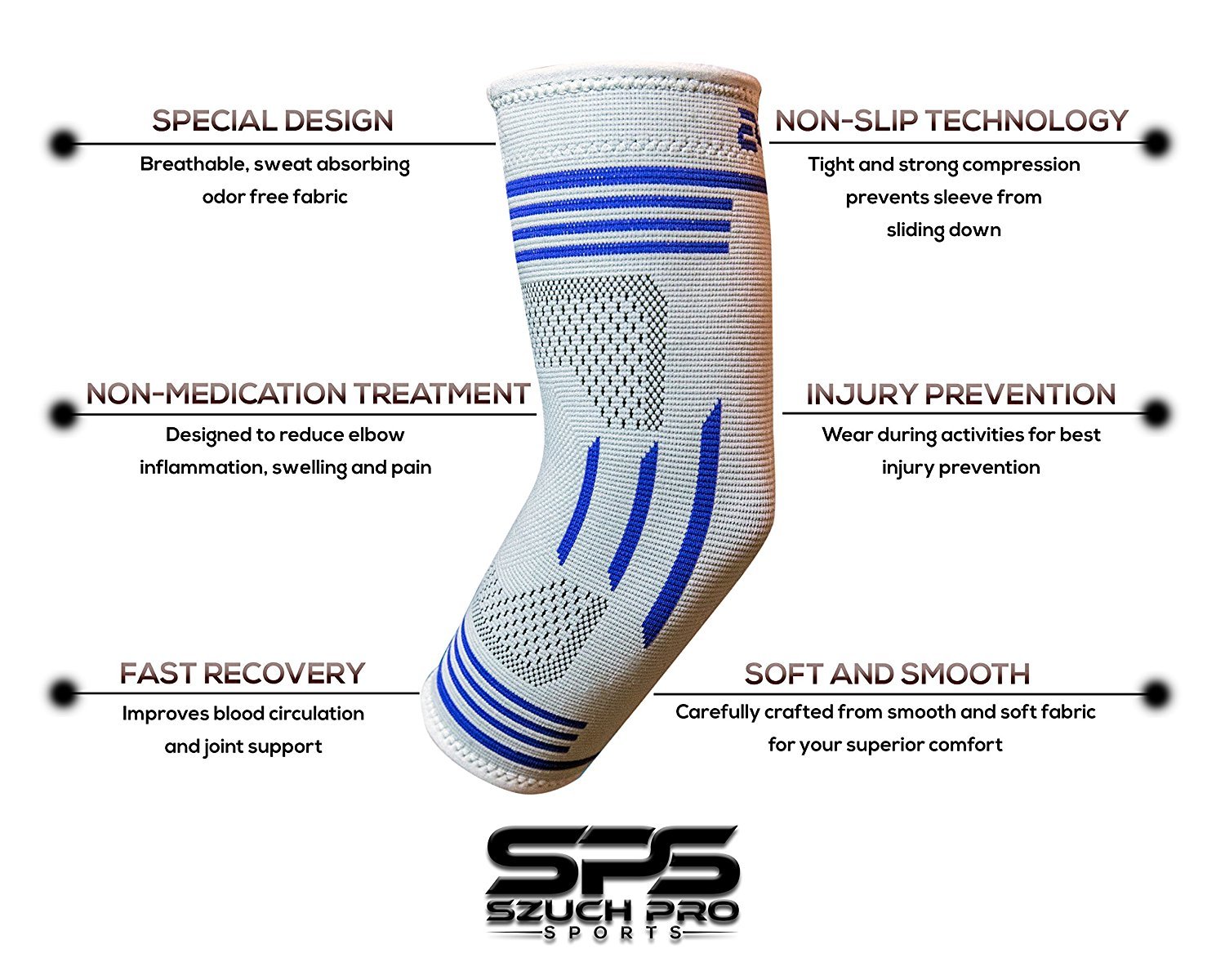 Szuch Pro Tendonitis Elbow Sleeve Compression Support+Adjustable Wrist Support