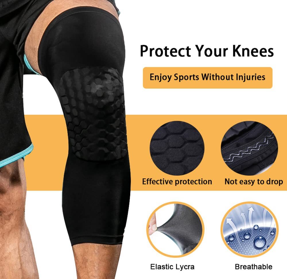 Leg Sleeves Extended Compression Support Knee Brace Basketball Pads Pain Guard