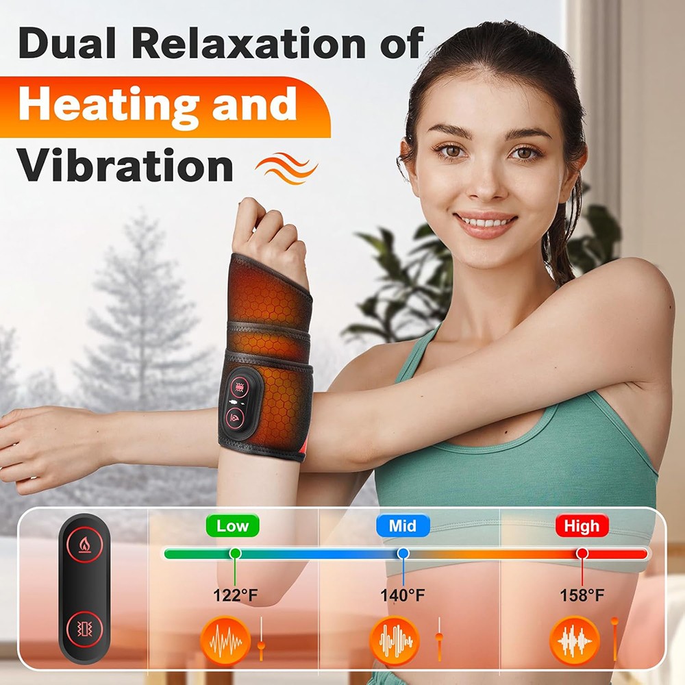 Heated Infrared Red Light 660&850nm Hand Massager Vibration Therapy Pain Relief