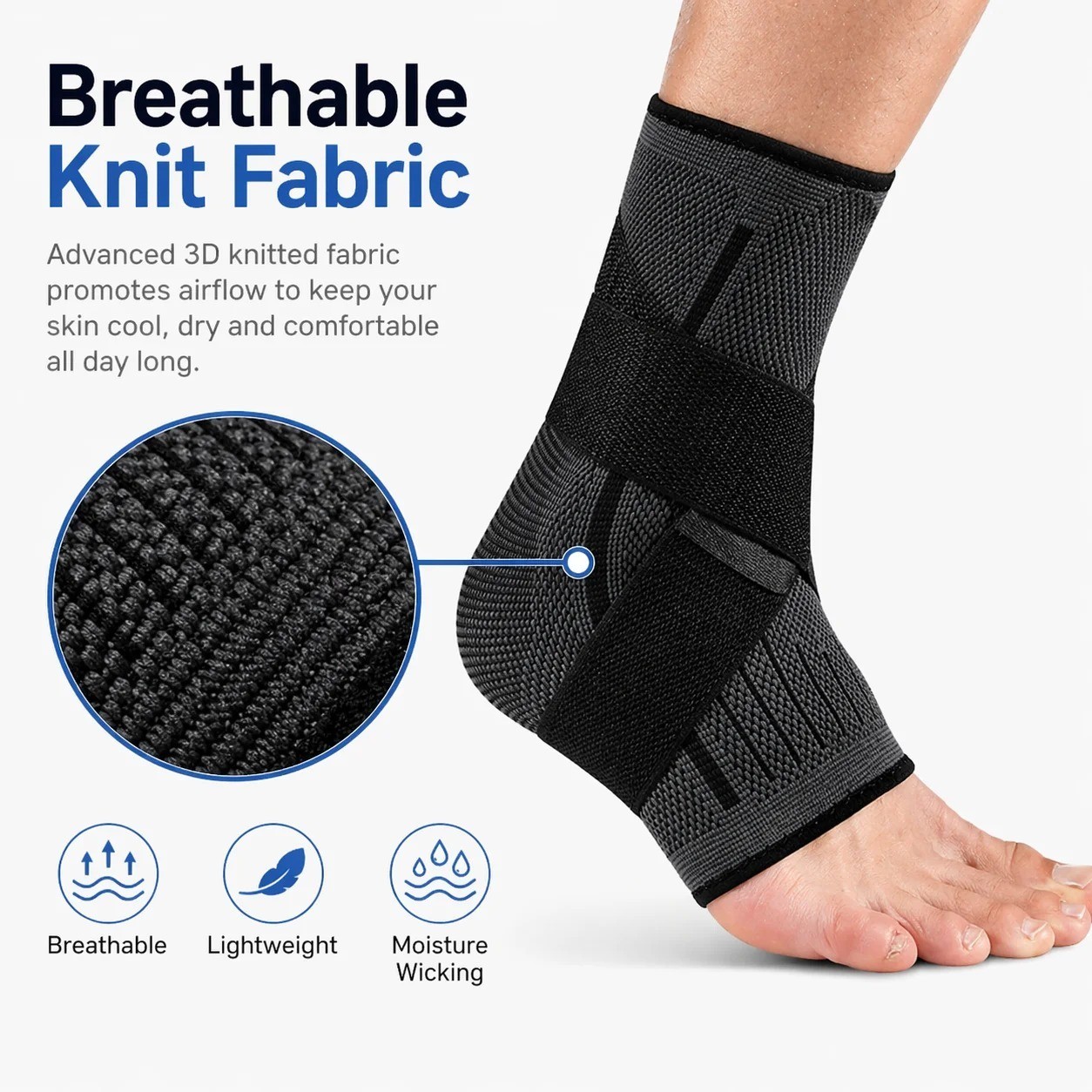 Ankle Brace Compression Sleeve Support Plantar Fasciitis Pain Relief Foot Wrap