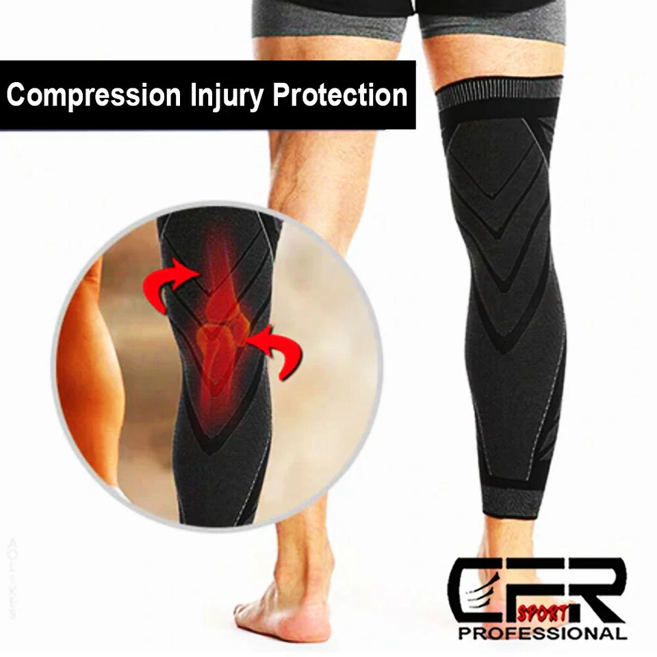 Knee Sleeve Compression Brace Support Full Leg Sport Joint Pain Arthritis Relief