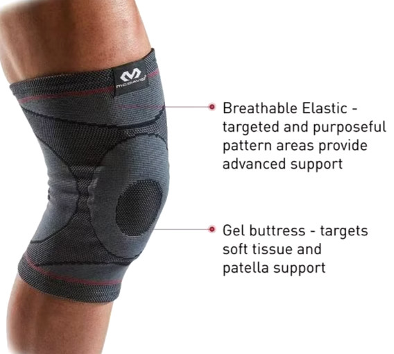 McDavid Sz L/XL Sport Compression Knit Knee Sleeve with Gel Buttress Unisex Gray
