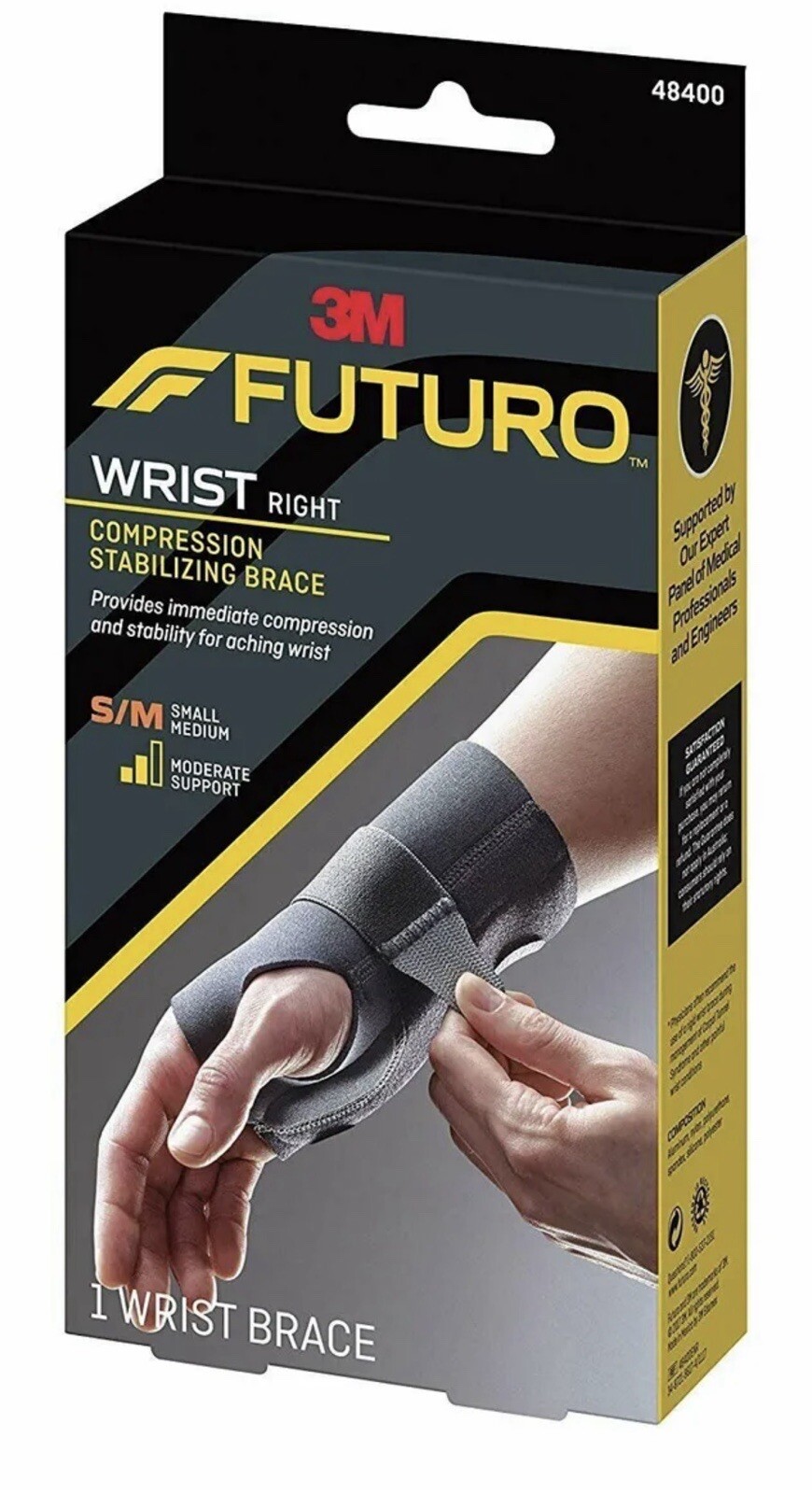 3M Futuro Sport 48400 Wrist Brace Support Right Hand Small Medium Moderate 1ct
