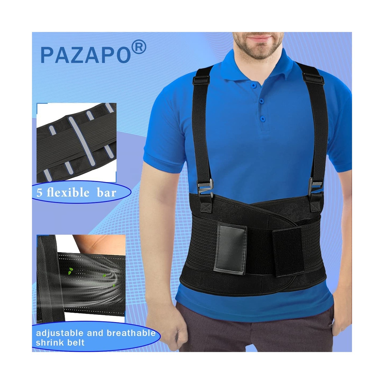 PAZAPO Back Brace Men and Women – Lower Lumbar Support for Heavy Lifting – Lo…