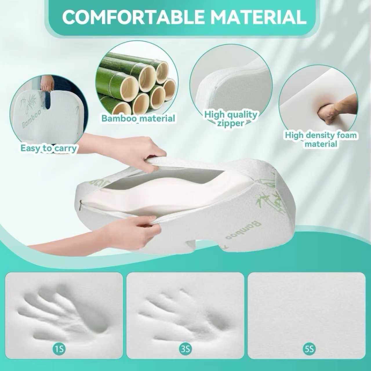 Seat Posture Cushion Bamboo Memory Foam Pillow Pain Relief Mesh Plush