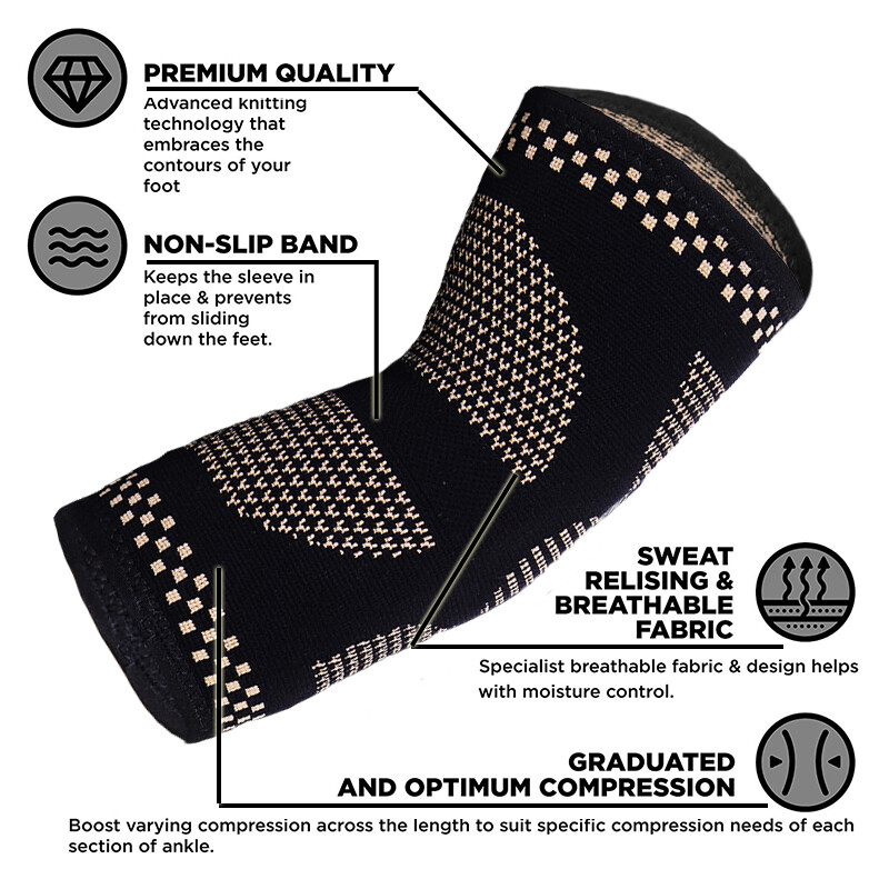 Copper Elbow Brace Support Compression Sleeve Arthritis Tendonitis Joint Pain US