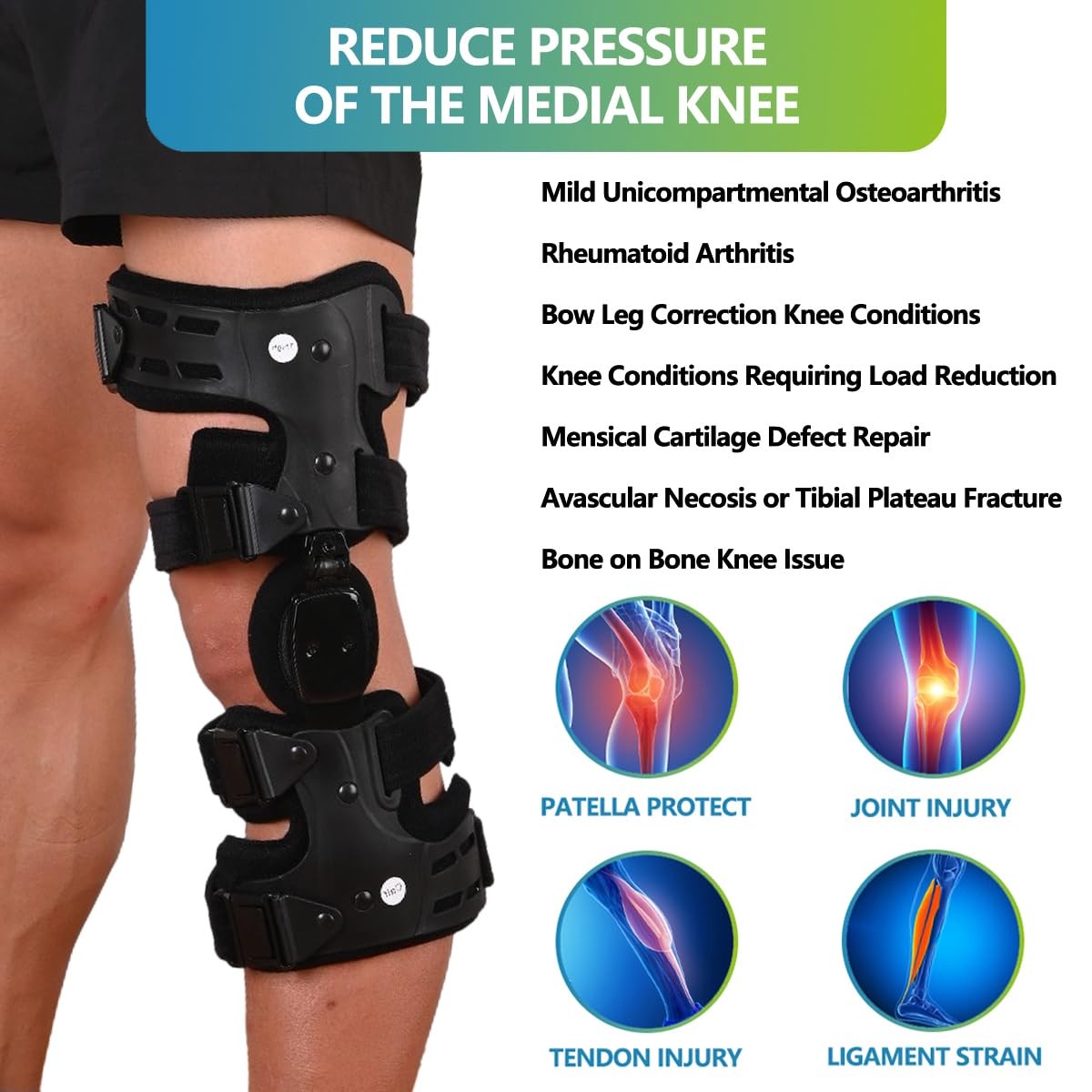 Komzer OA Unloader Knee Brace Osteoarthritis of the bone on bone Knee Support…