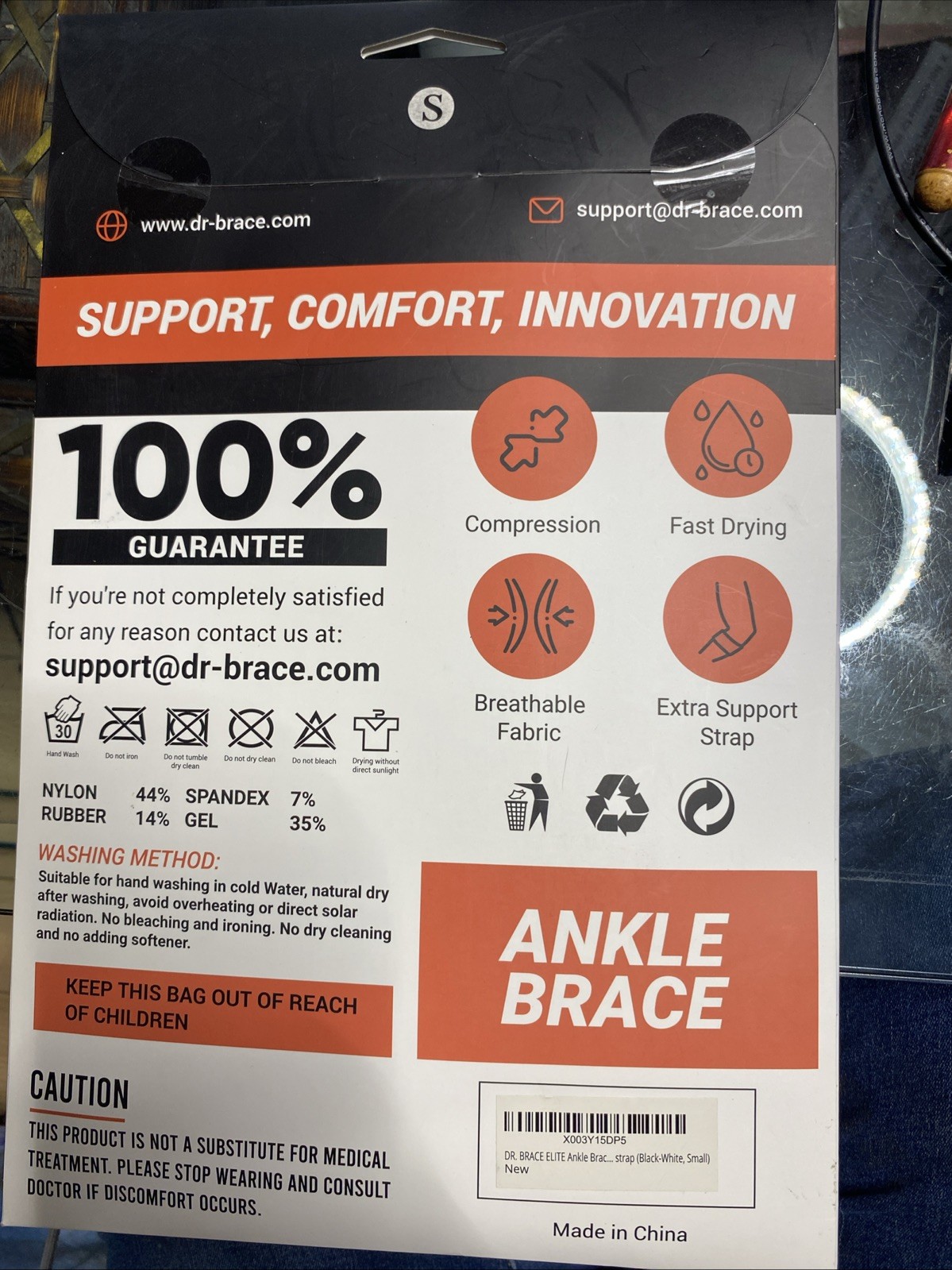 Dr Brace Padded ANKLE BRACE With Additional strap (size Small)