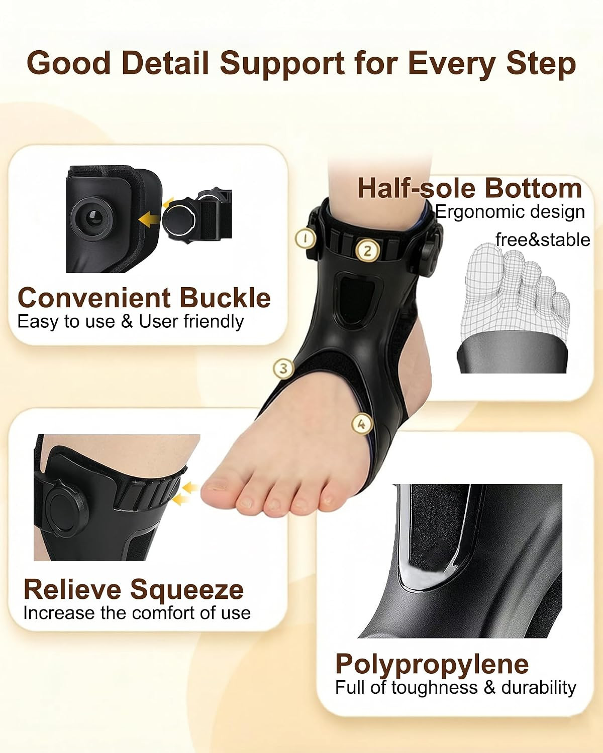 AFO Drop Foot Brace for Stroke Hemiplegia Varus Foot Improve Walking Gait, Effec