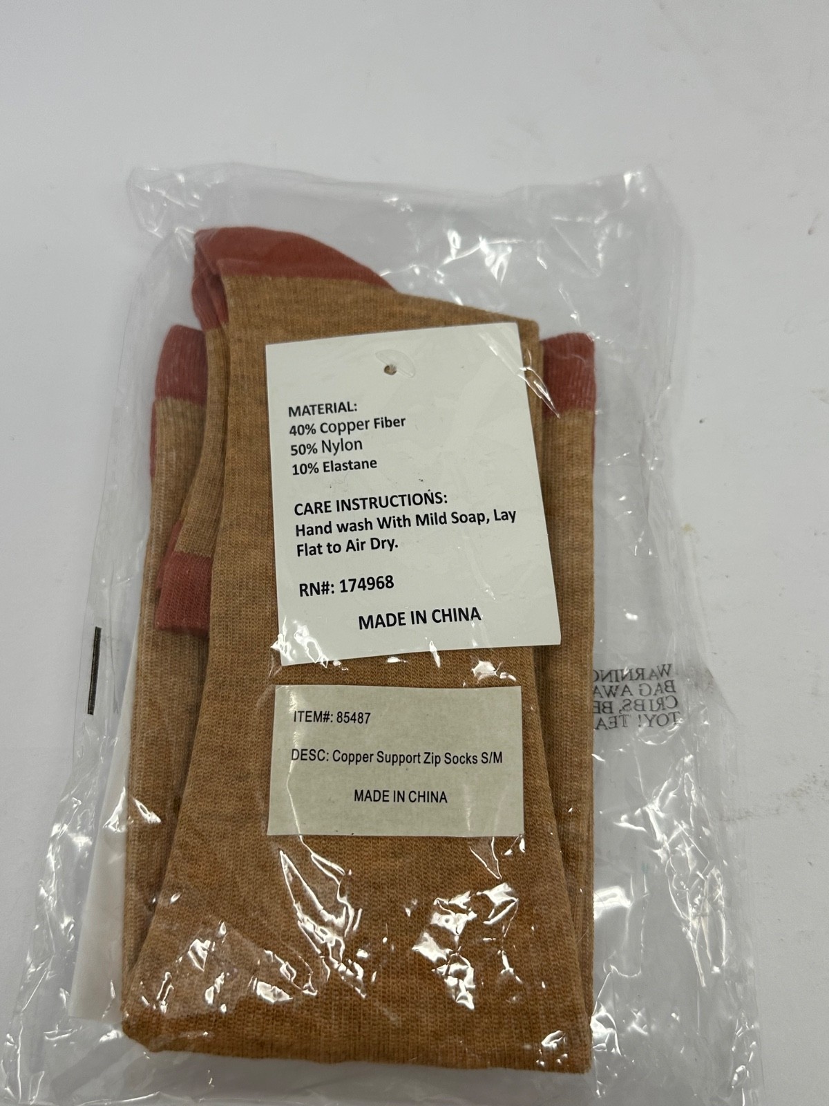 NEW!! Compression Support Socks Sz S/M Copper Infused Easy On Side Zip R7