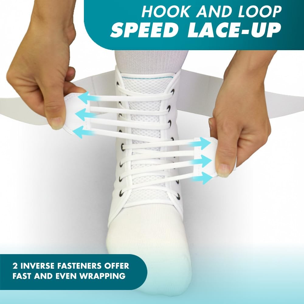 ASO Speed Lacer (Medium, White) – Ankle Brace for Sprained Ankle and Peroneal…