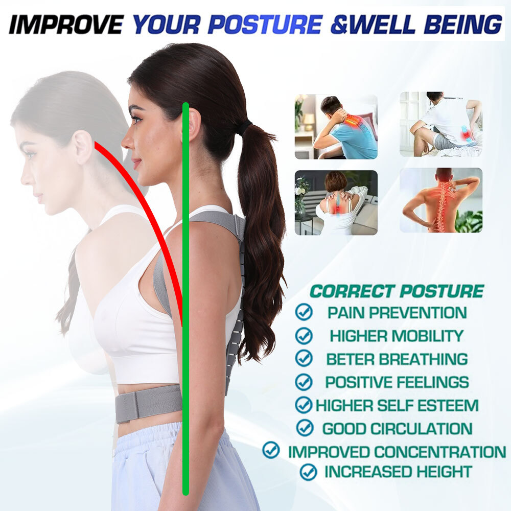 Posture Corrector Adjustable Back Brace Support for Lower Back Pain Fortemotus