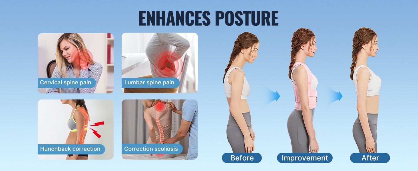 Adjustable Posture Corrector Low Back Support Shoulder Brace Belt for Men, Women