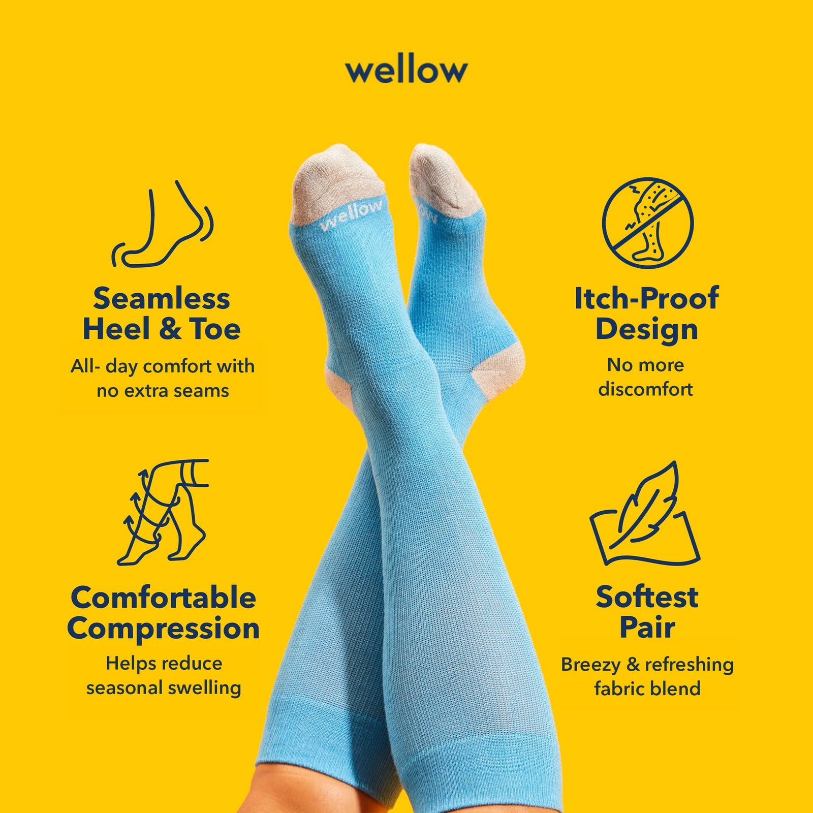 Premium Compression Socks Knee High Bamboo Viscose 18-25 mmHg Men Women Regular