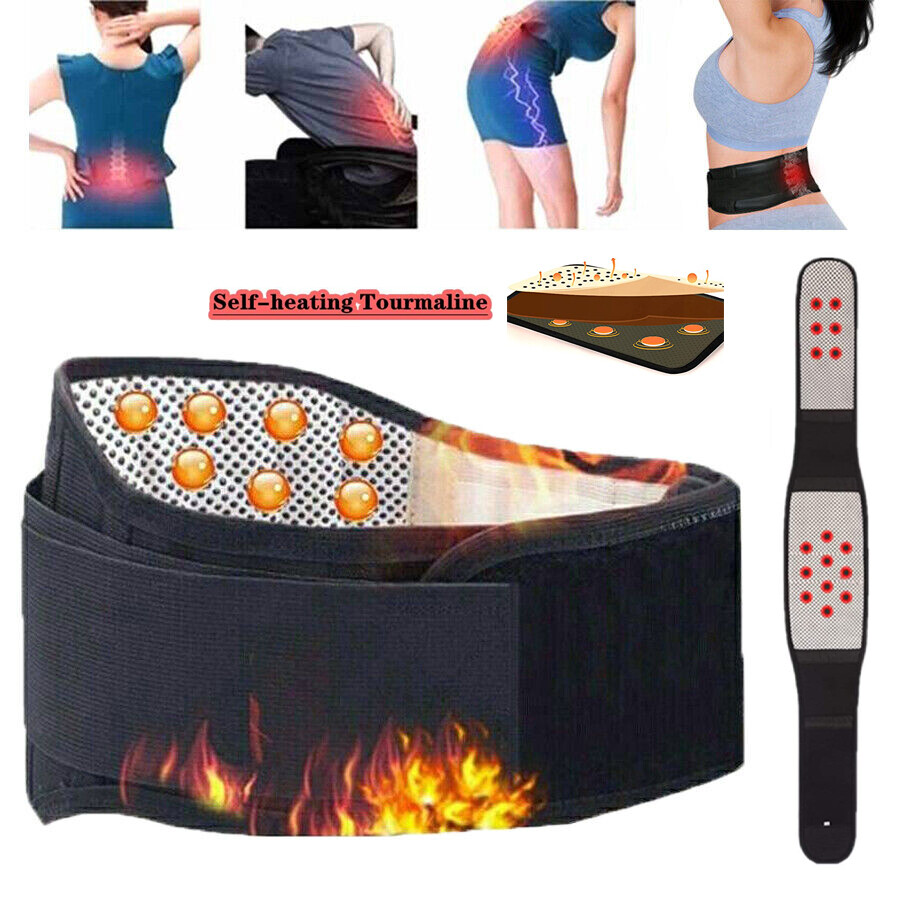 Magnetic Self Heating Back Support Brace Lumbar Lower Waist Belt Pain Relief Hot