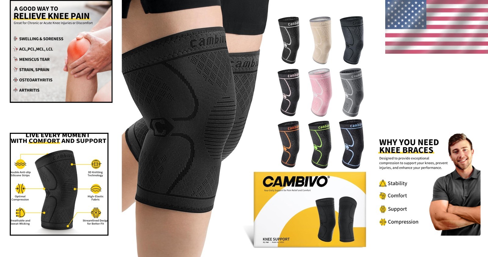 XX-Large 2 Pack Knee Braces – Superior Compression & Pain Relief for Active Life