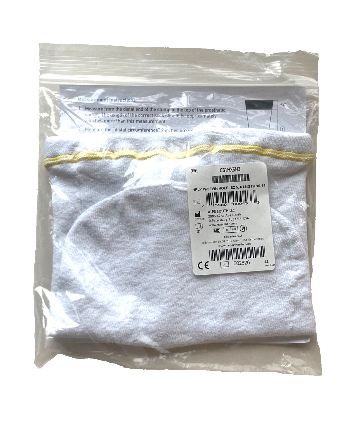 NEW NIP SPS PROSTHETIC SOCKS W SEWN HOLE COOL BLUE 1 PLY SIZE 5 6 LENGTH 10-14