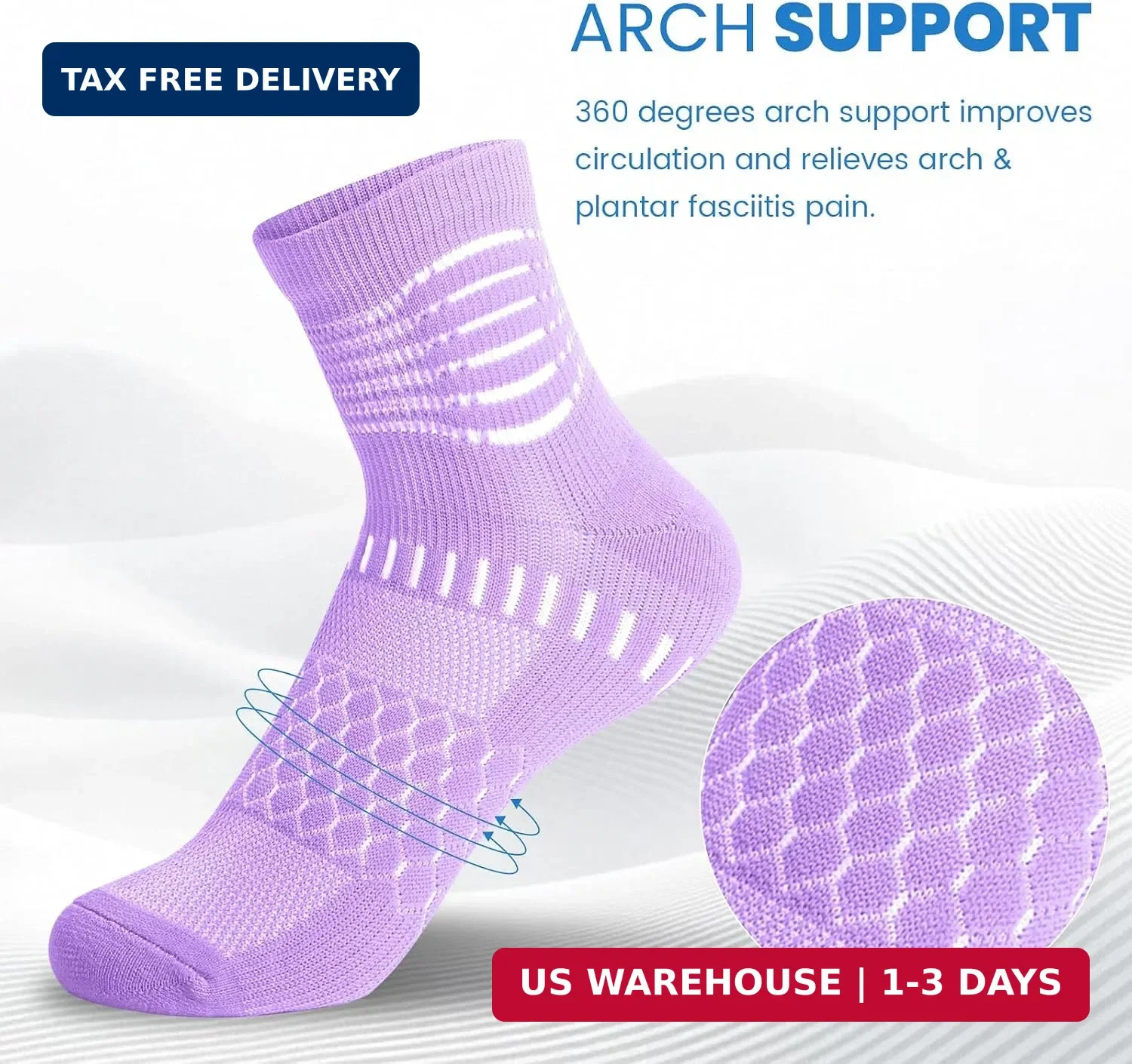 IRAMY Ankle Compression Socks for Women Men Plantar Fasciitis Relief 3/5 Pairs C