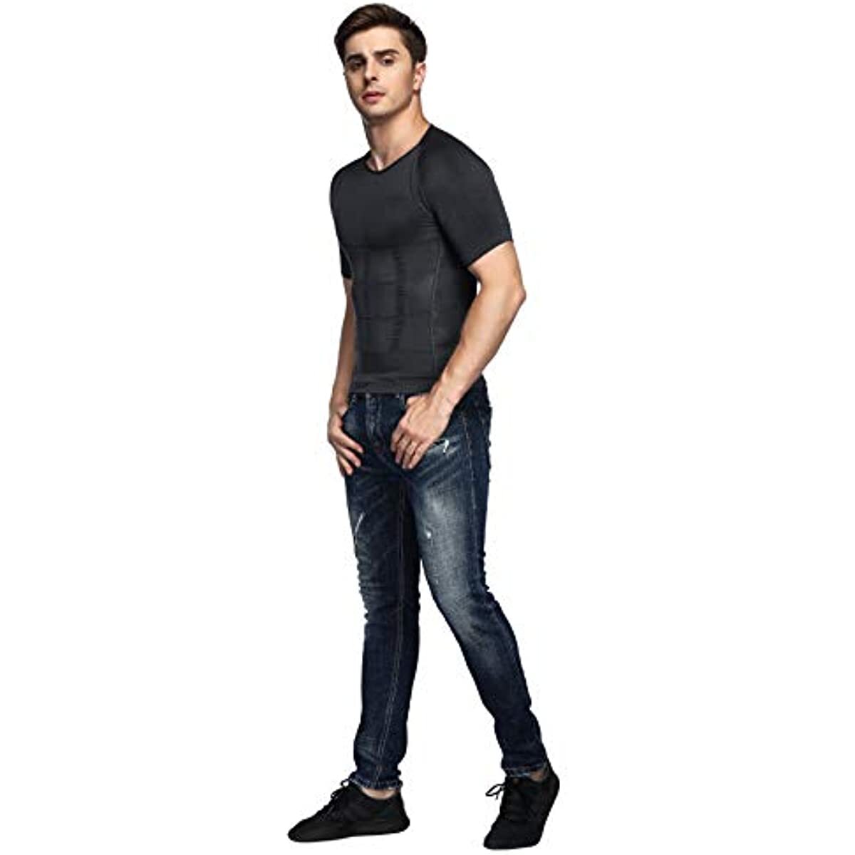 Men’s Shirt Core Compression Support Fit Short Sleeve Crew Neck Body Shaper Tops
