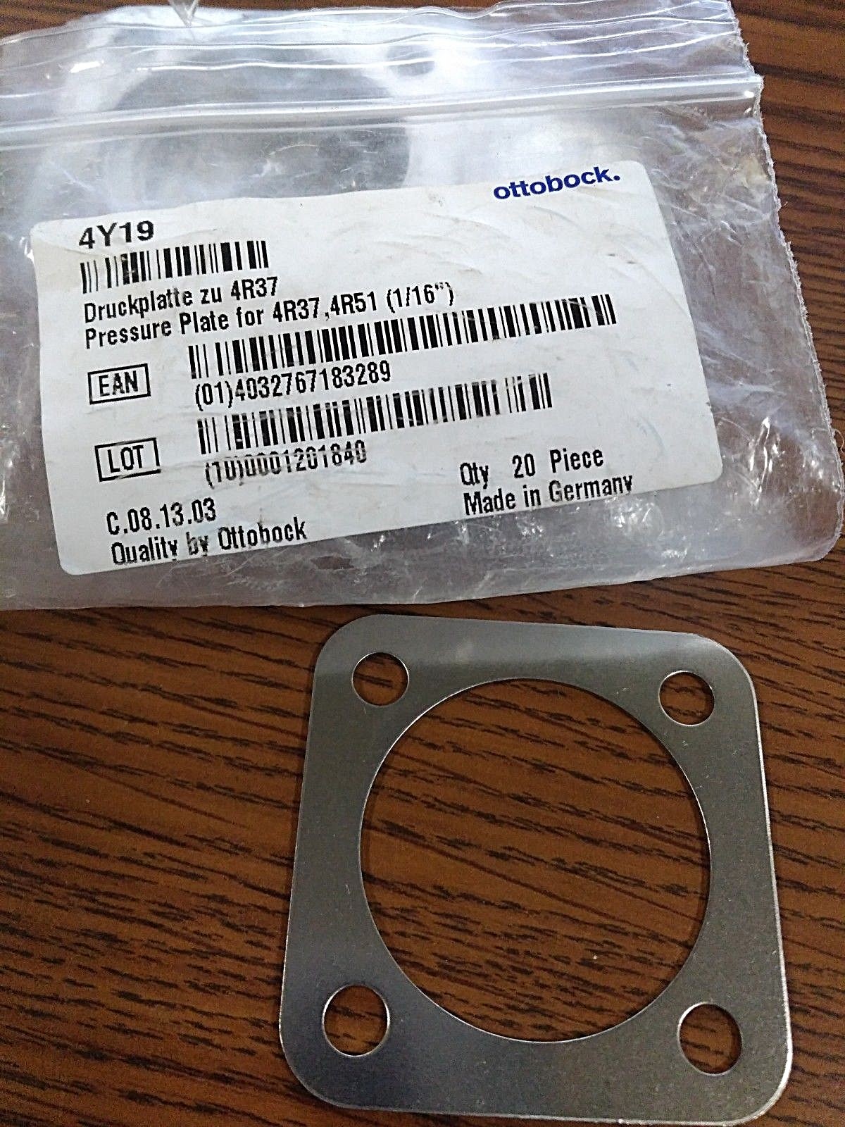 OTTOBOCK ~ PRESSURE PLATE 4Y19 For 4R37, 4R51 1/16”