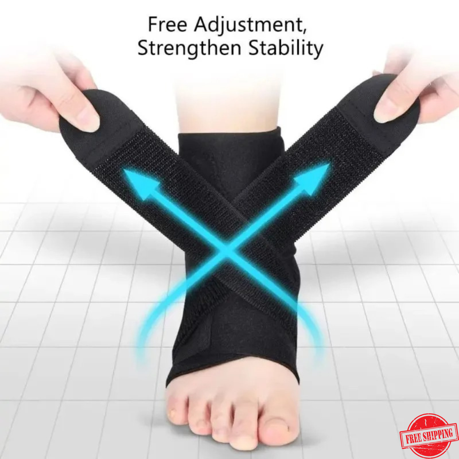 Adjustable Ankle Brace Compression Support Sleeve Wrap for Running Sports Black