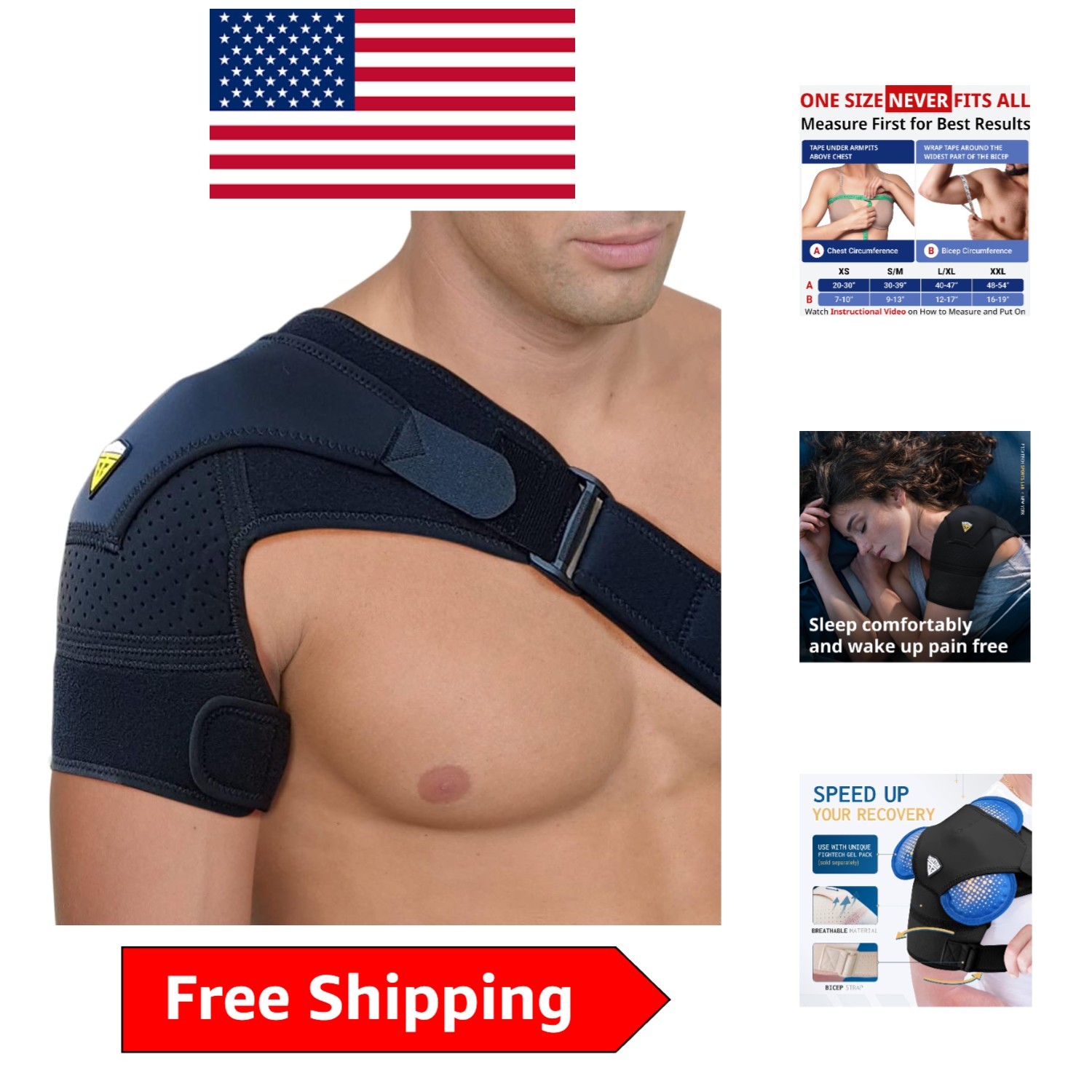 Breathable Neoprene Shoulder Support for Rotator Cuff Injury – Large/X-Large