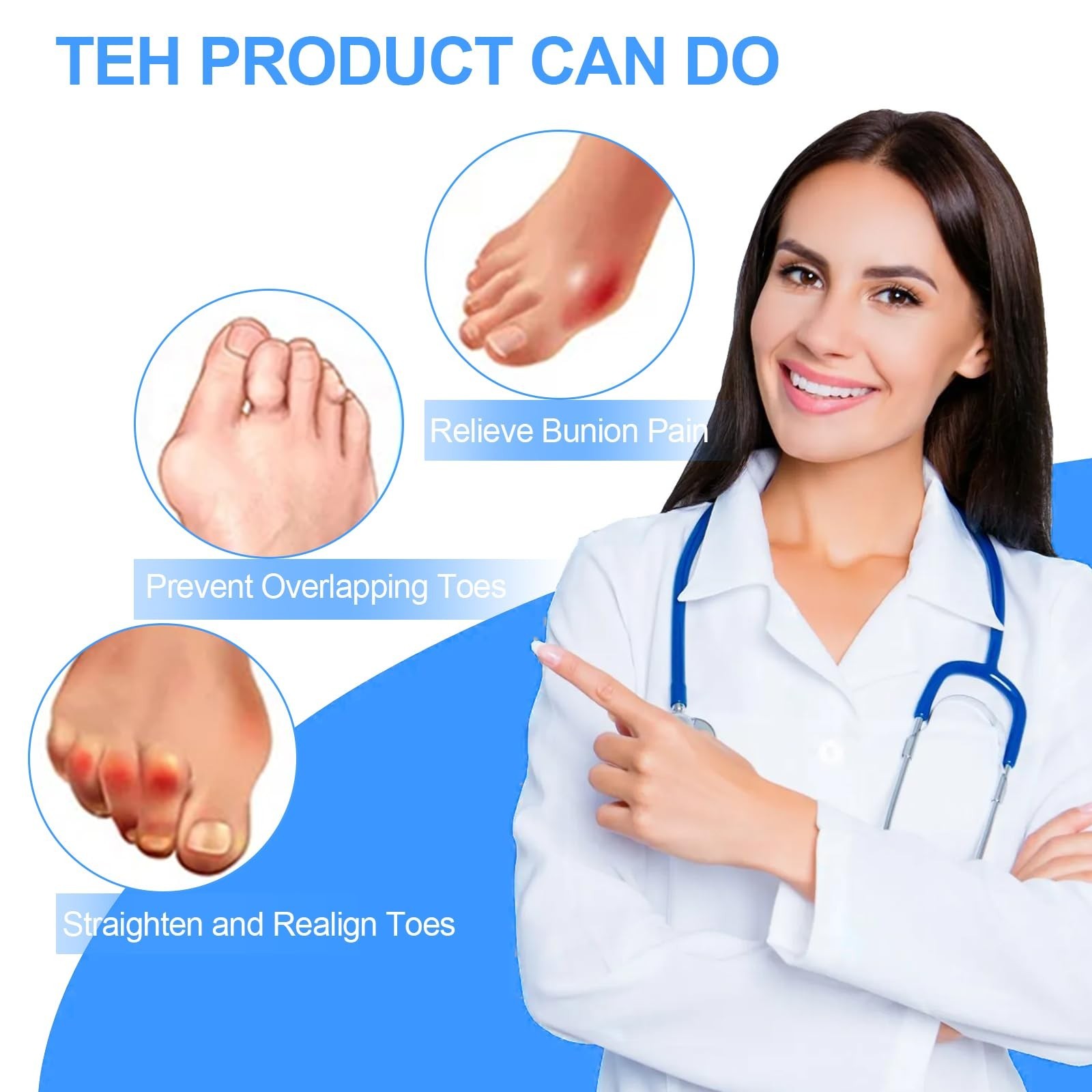 Hammer Toe Corrector, 6 Pack Toe Spacers, Toe Straighteners for Curled Toes, …