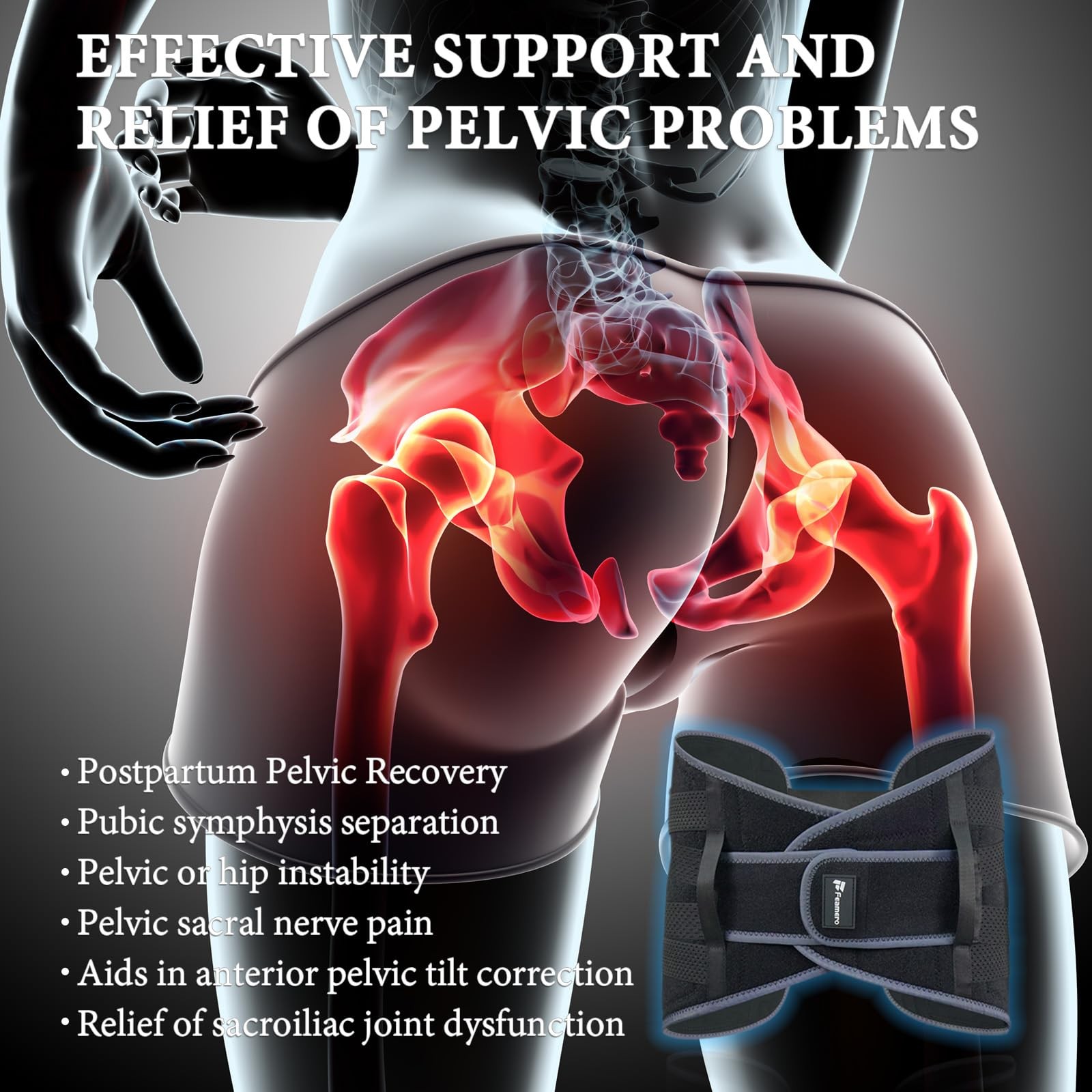 Feamero Inflatable Pelvic Support Belt for Women and Men, Adjustable Pressure…