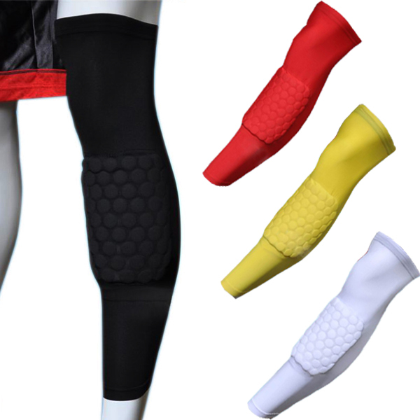 2PCS Child Adult Sport Basketball Honeycomb Pad Crashproof Knee Leg Sleeve Brace