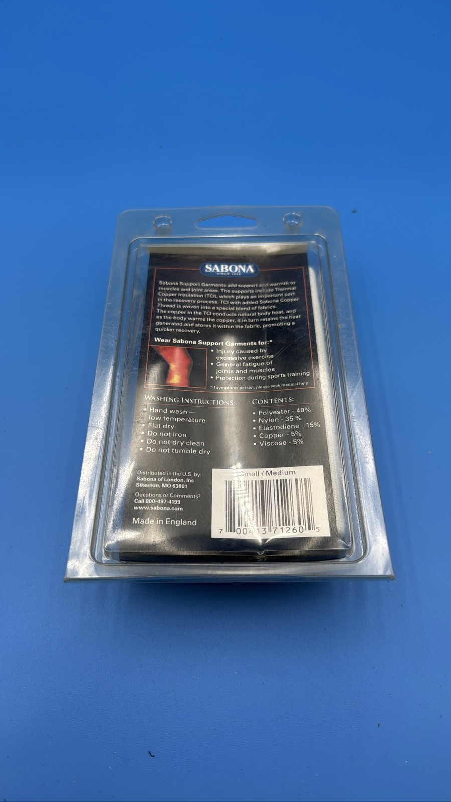 Sabona Copper Thread Knee Sleeve Compression S/M 10-13.5″ Warmth