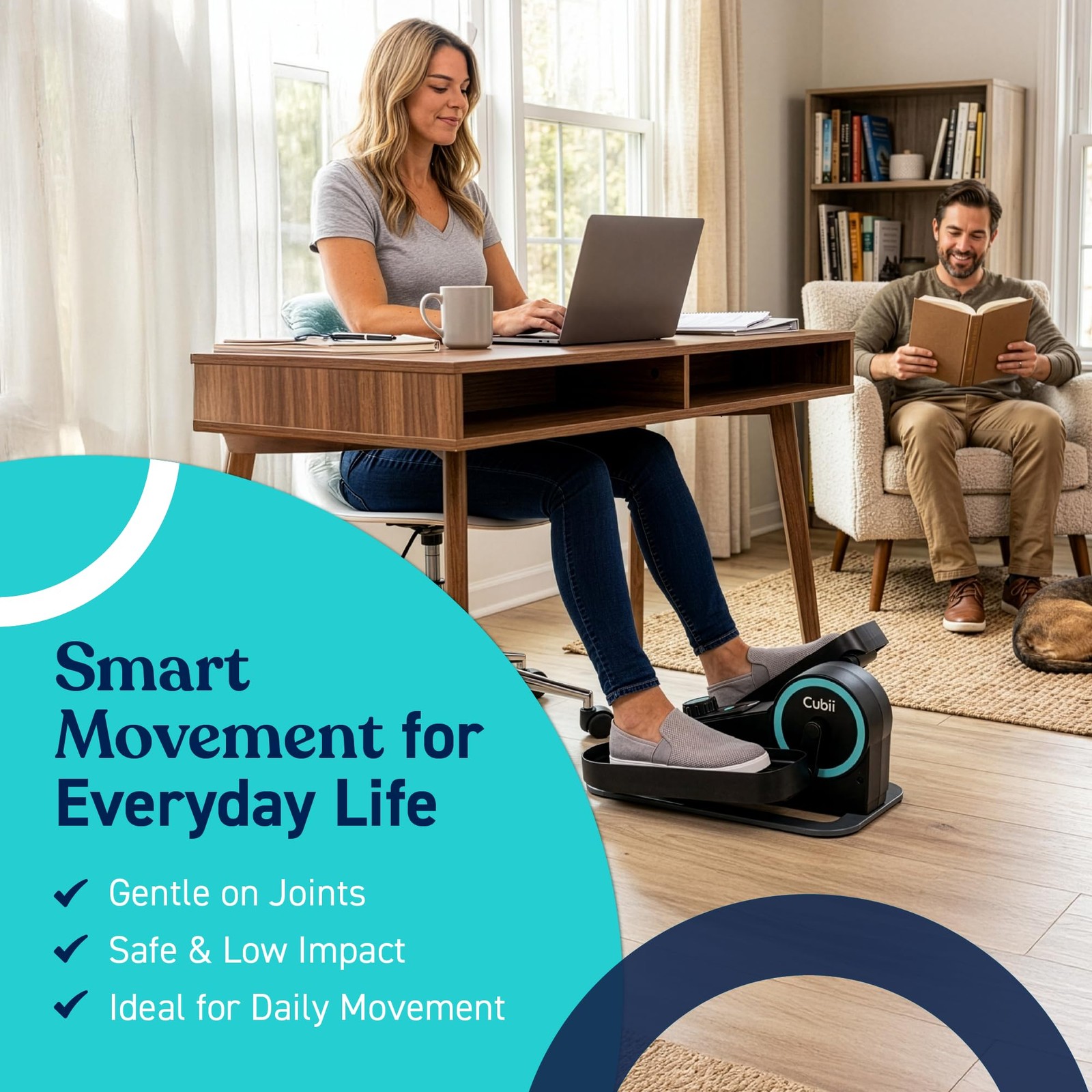 Cubii Move – Under Desk Elliptical Bike Pedal Exerciser Portable Seated Aqua