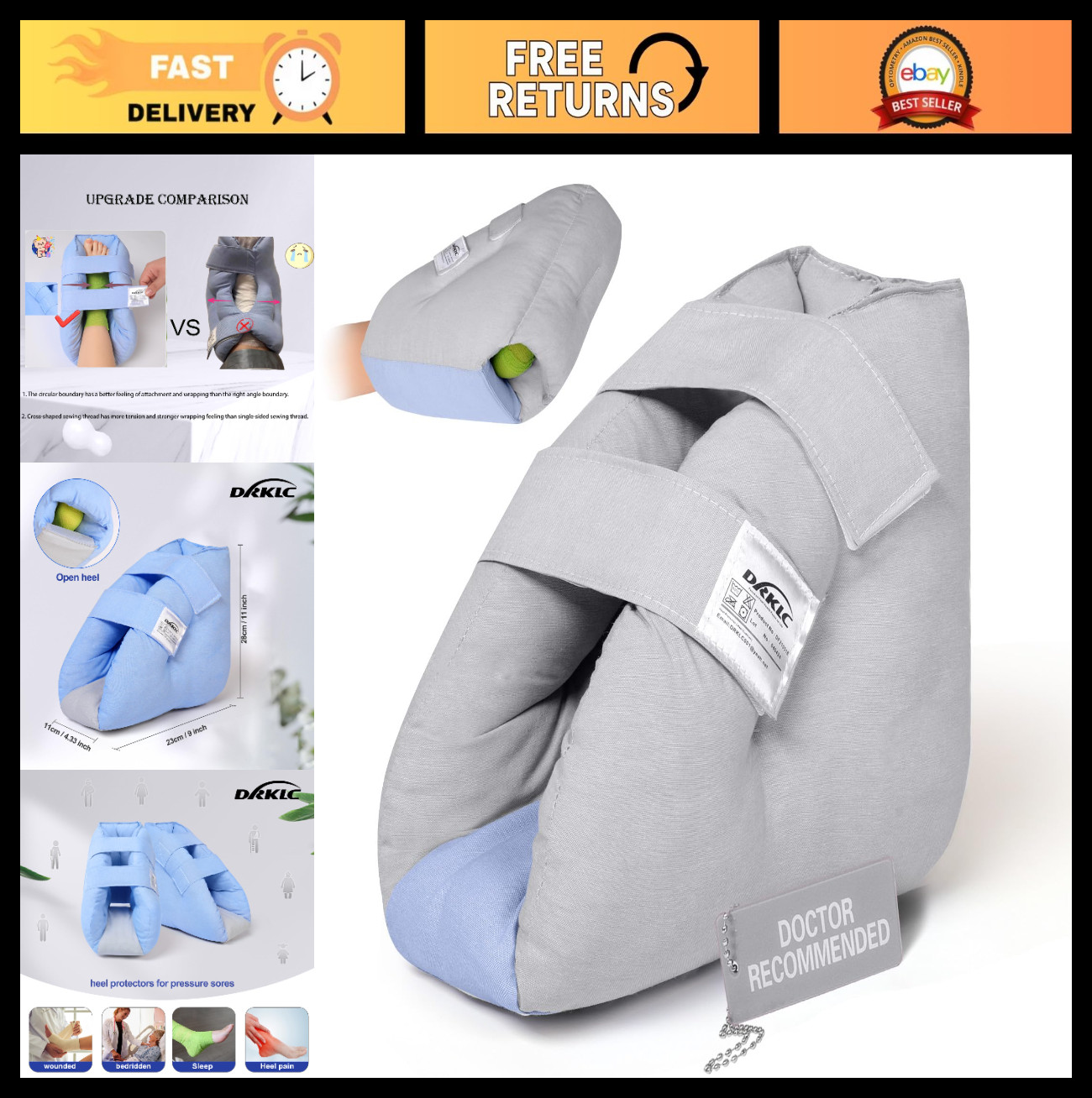 Adjustable Heel Protector Cushion Boot for Pressure Sores, Foot Support Pillow f