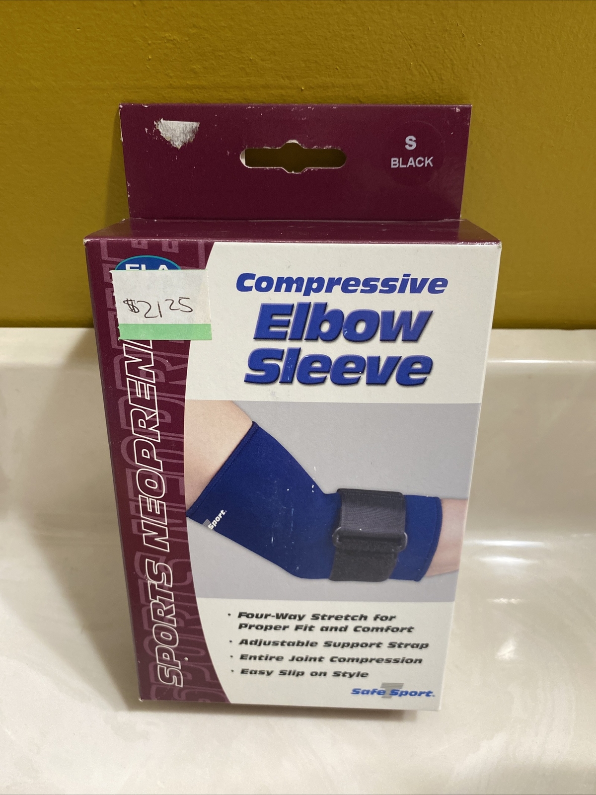 FLA Orthopedic 19-601SMBLK Safe-T-Sport Compressive Elbow Sleeve, Black, Small