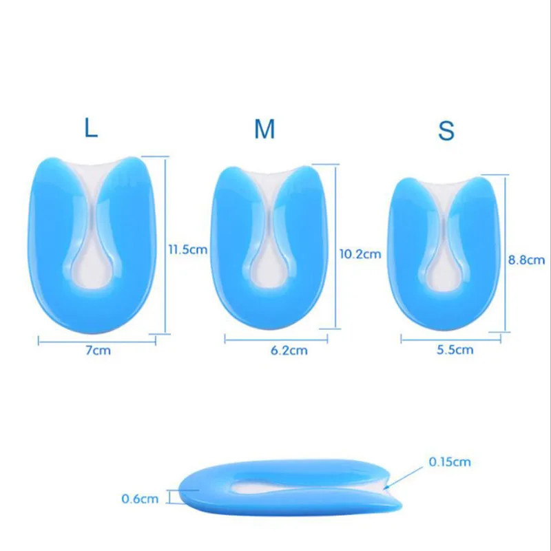 1Pair Foot Pain Relief Silicone Gel U-Shape Plantar Fasciitis Heel Protector Hee