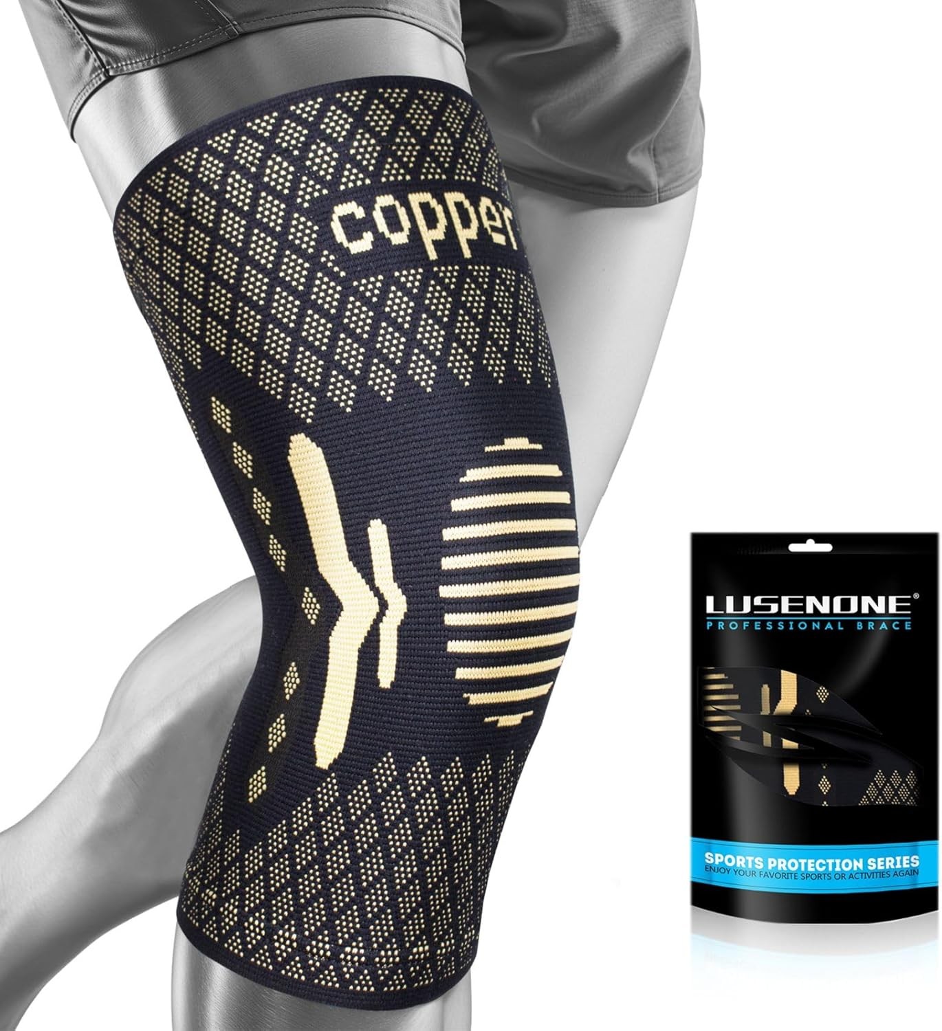 Lusenone Copper Knee Braces for Knee Pain Women & Men – Best Knee Compression Sl