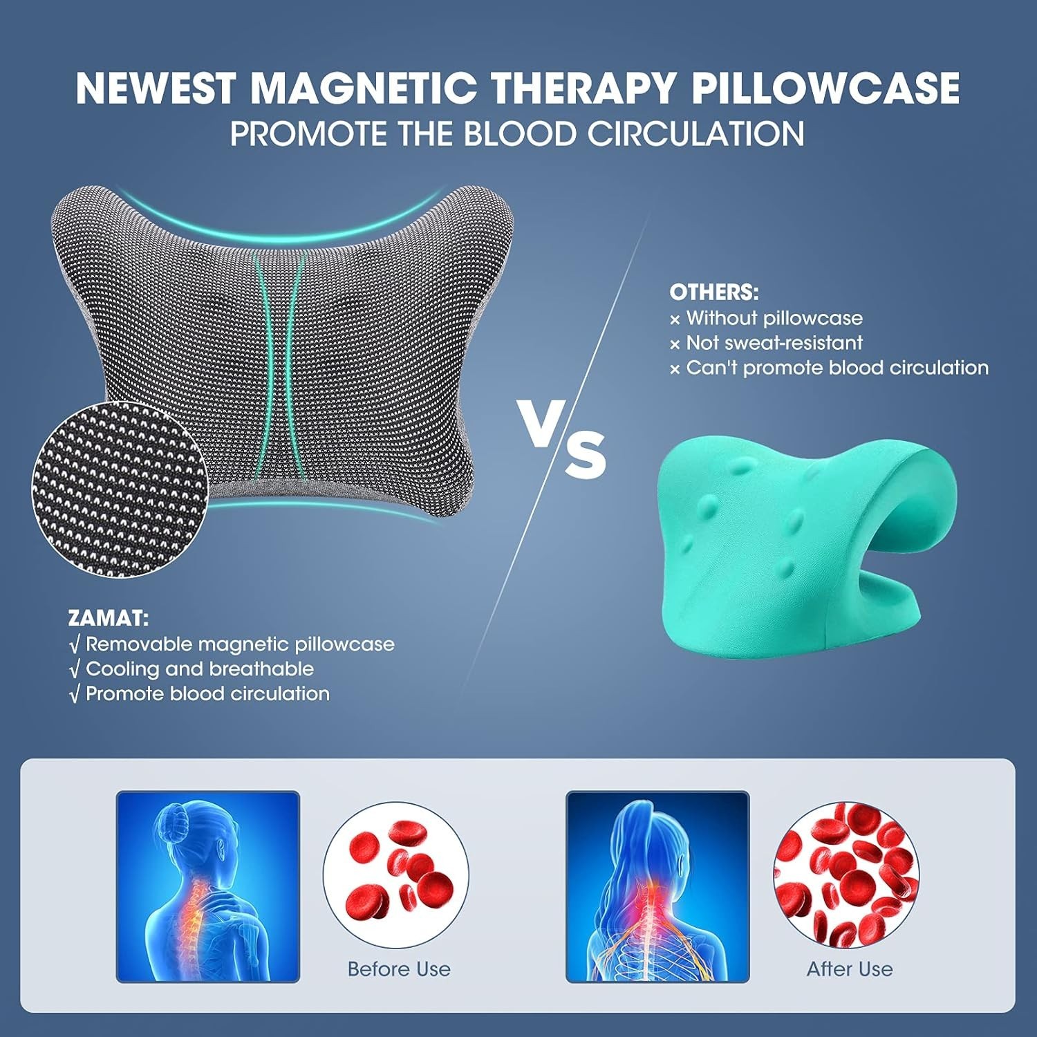Neck Pain Relief Pillow Magnetic Therapy Cervical Traction Device Travel