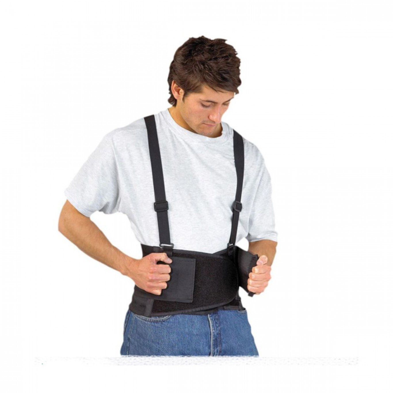 Heavy Duty Weight Lift Lumbar Lower Back Waist Support Belt Brace Suspender Work