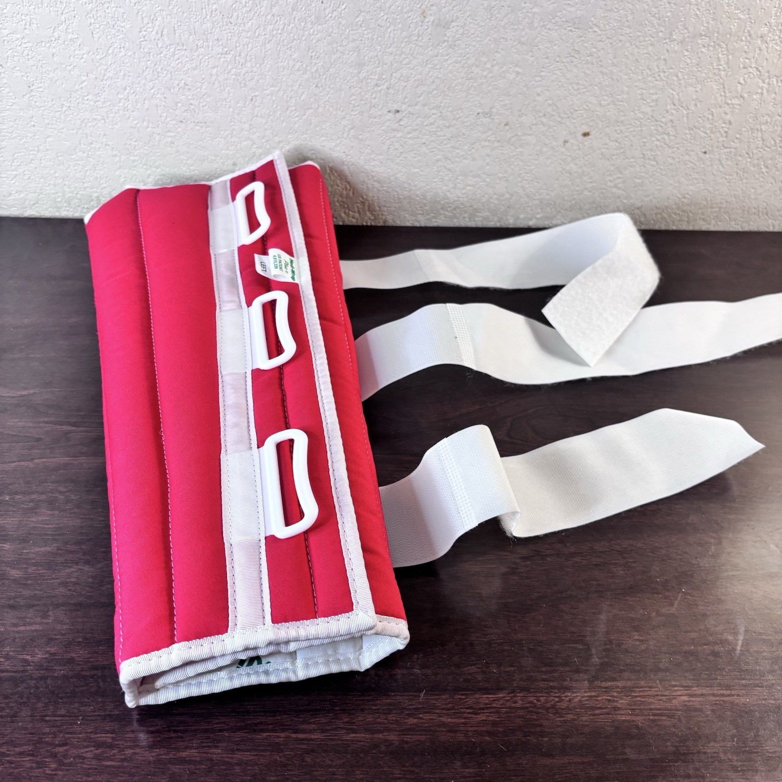 Vintage Medi-Wrap Compression Leg Brace For Left Leg – Red & White 14.5” Long